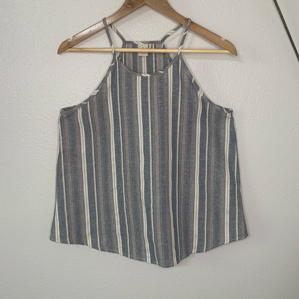 Paper crane stripped sleeveless top